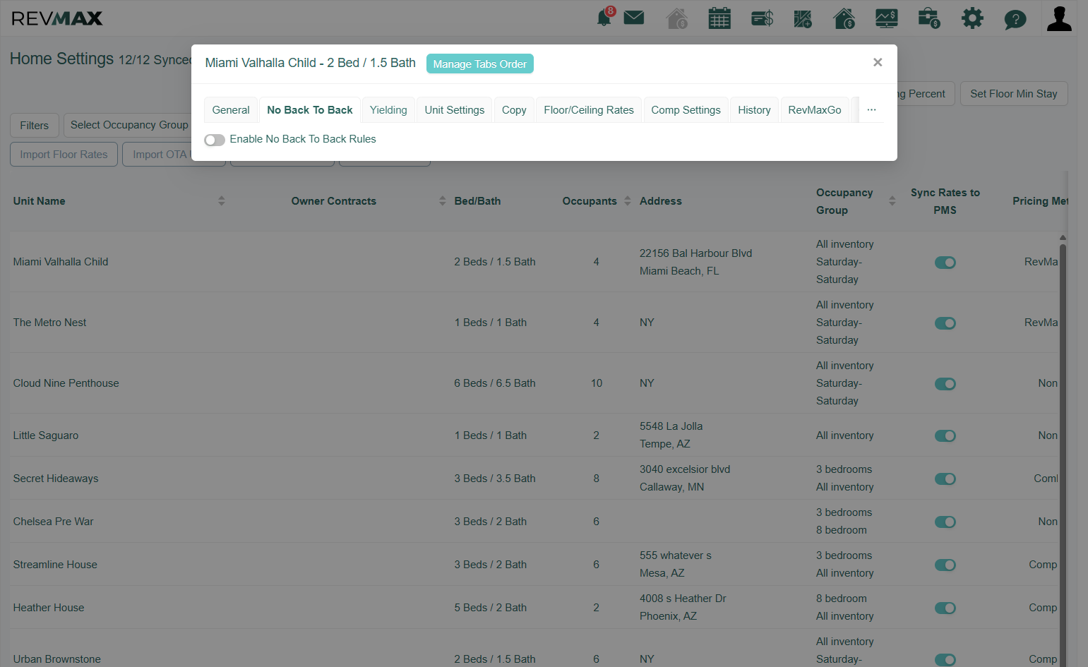 A. Click on the unit to confirm that the tabs are in the order you placed them. B. This new order of tabs will apply to all other units.