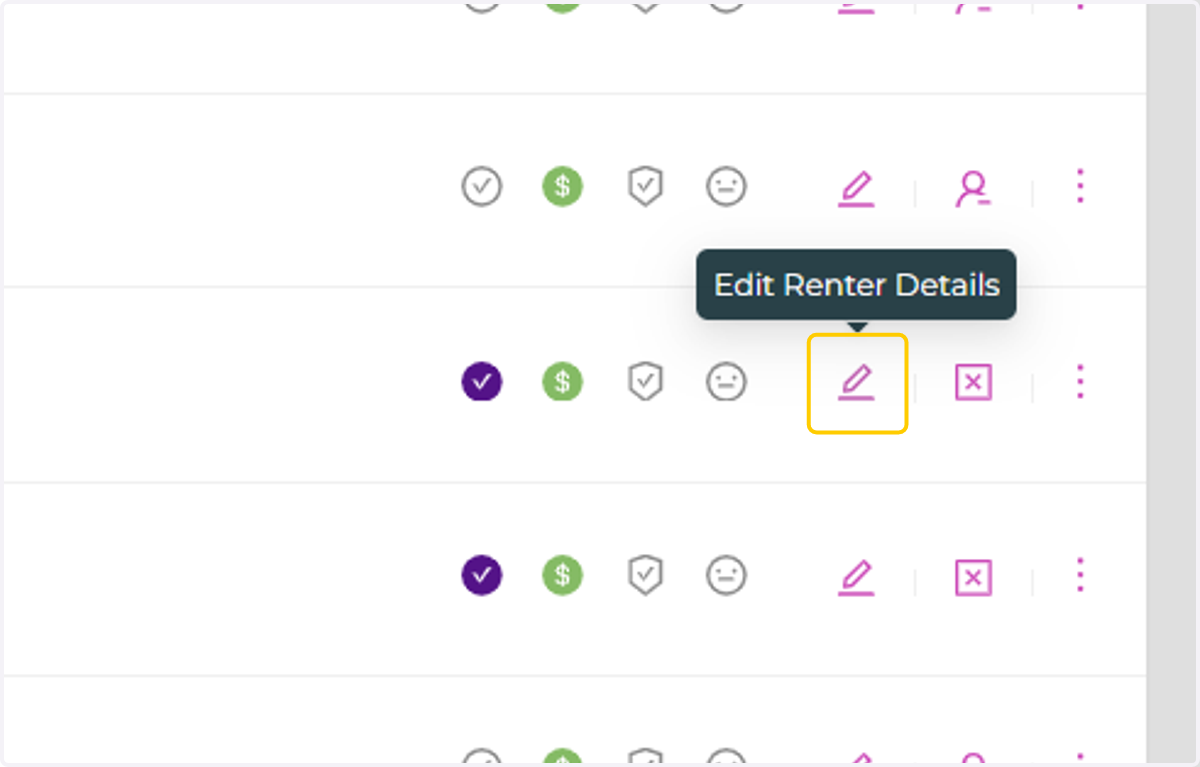 Click on "Edit Renter Details"