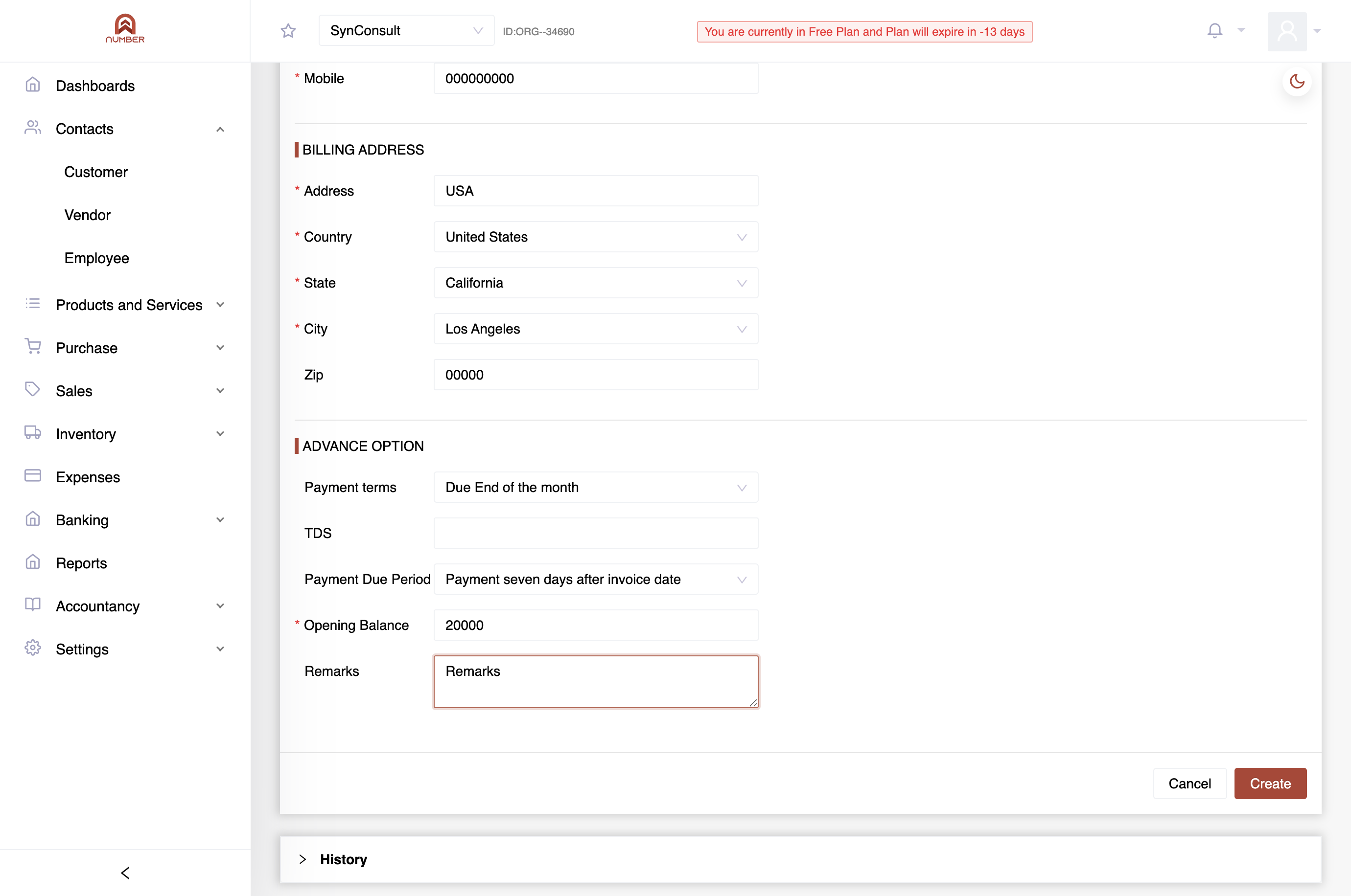 After entering all the required details, click the "Create" button to add the vendor to your database.