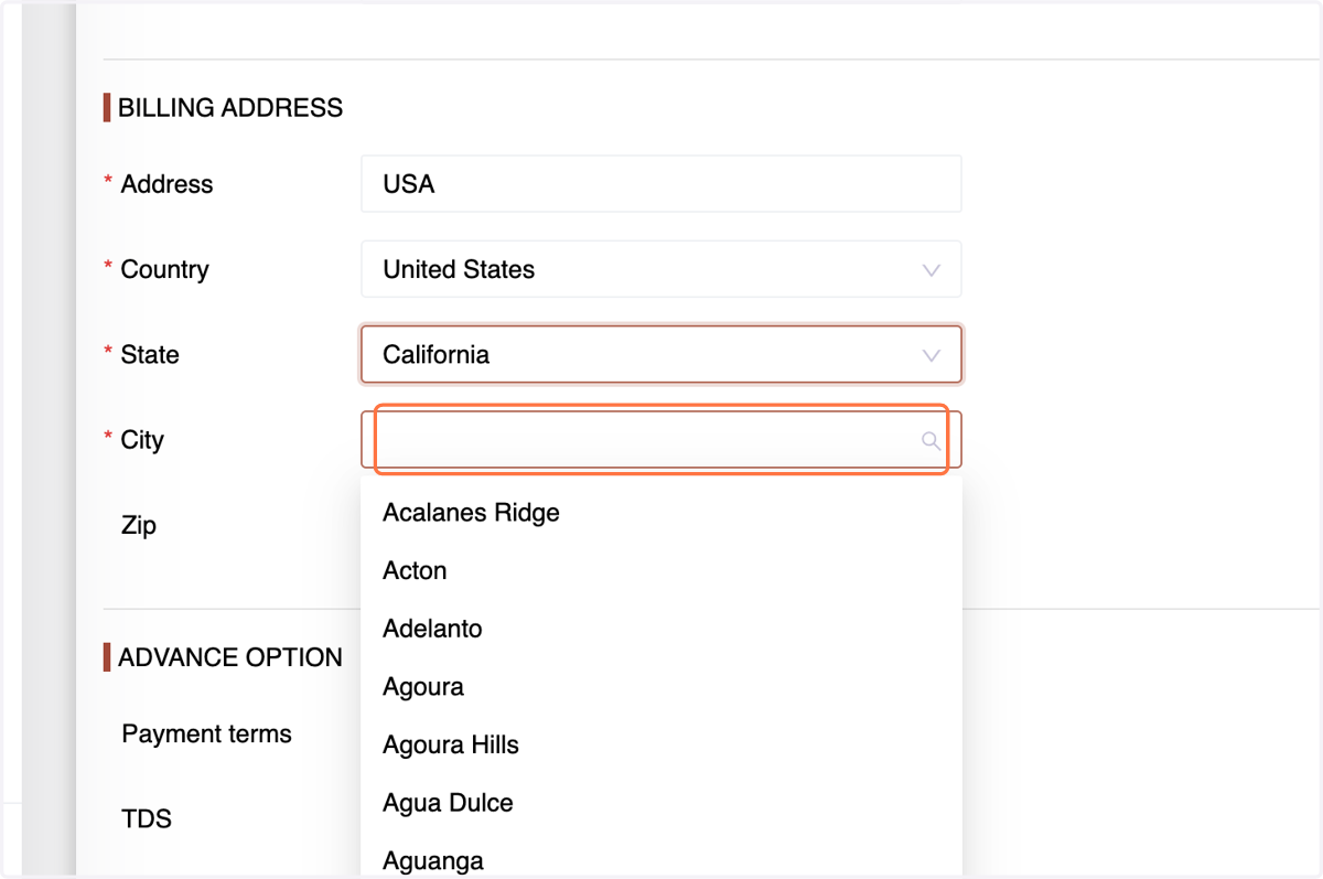 City: Enter the primary city where your vendor's business is located.
