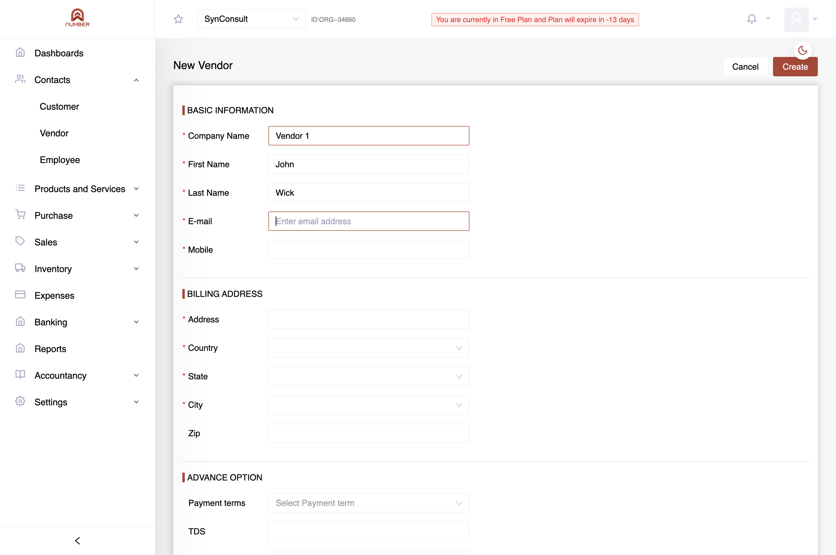 Last Name: Provide the last name of the person you are dealing with in the vendor's company.