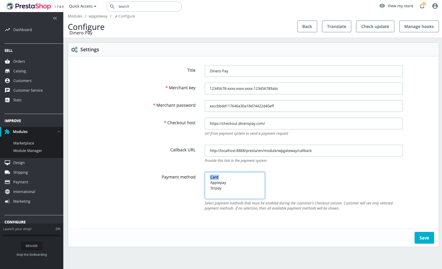 Choose the desire payment methods to be displayed on the checkout page , or leave empty to display all the payment method enabled for you