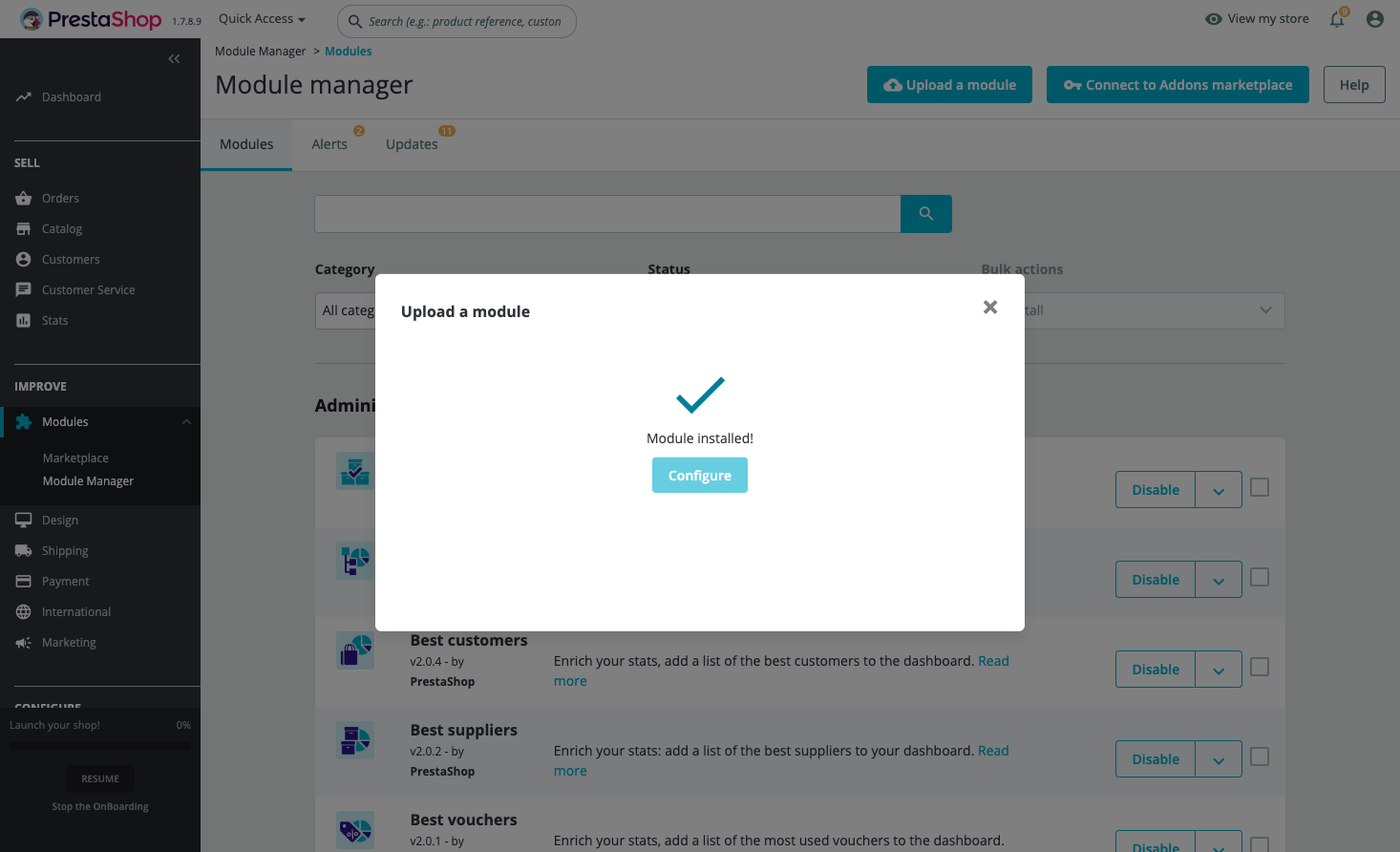 Once it's uploaded click on configure