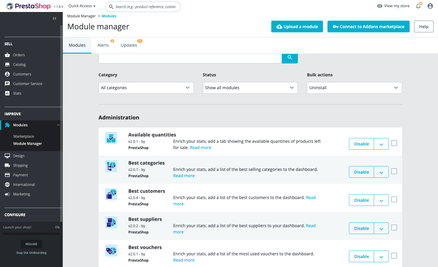 Click on Module Manager