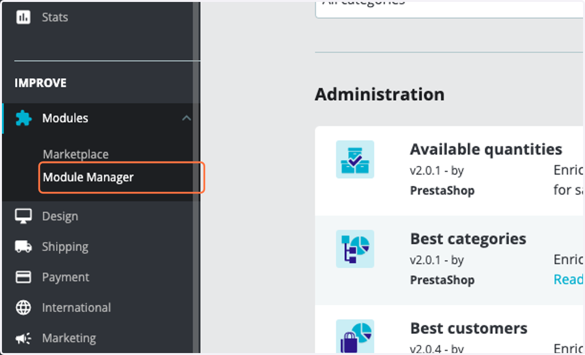 Click on Module Manager