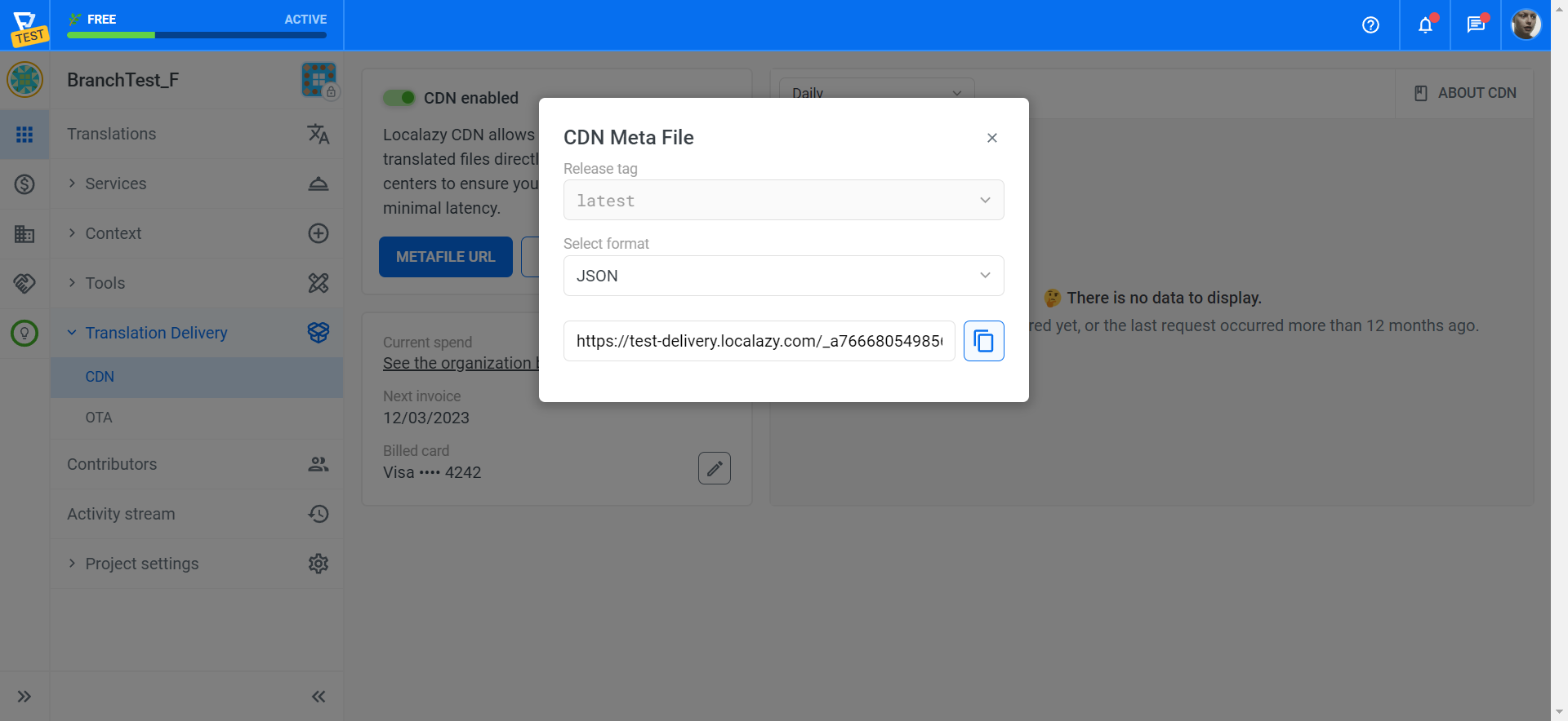 Copy CDN Meta File URL
