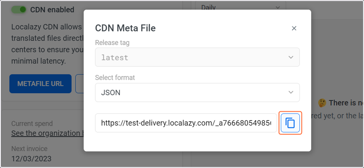 Copy CDN Meta File URL