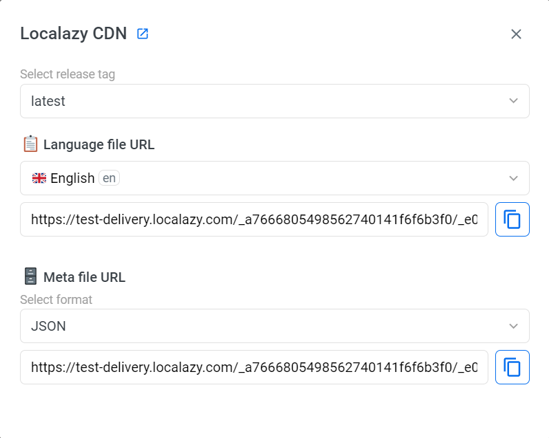 Localazy CDN: Language file URL and Meta file URL