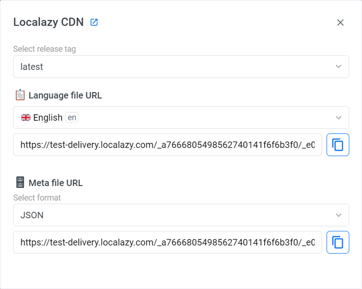 Localazy CDN: Language file URL and Meta file URL