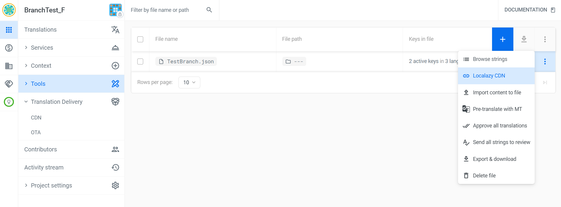 In the File Management section, click on the three dots menu of the file for which you want to get the CDN links.