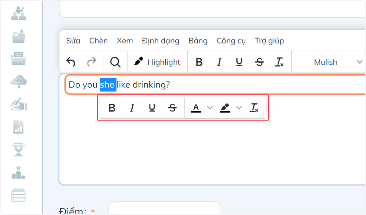 Bôi đen đáp án cần "Tô đậm"