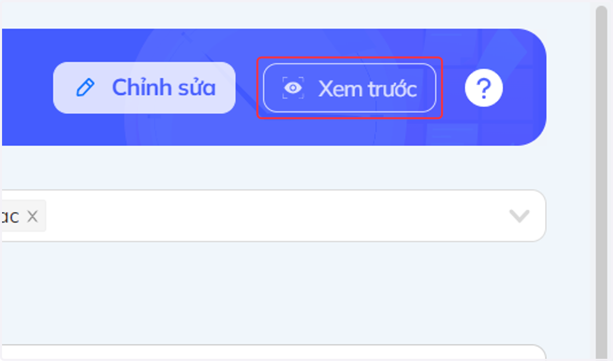 Nhấn chọn "Xem trước" để xem mẫu câu hỏi