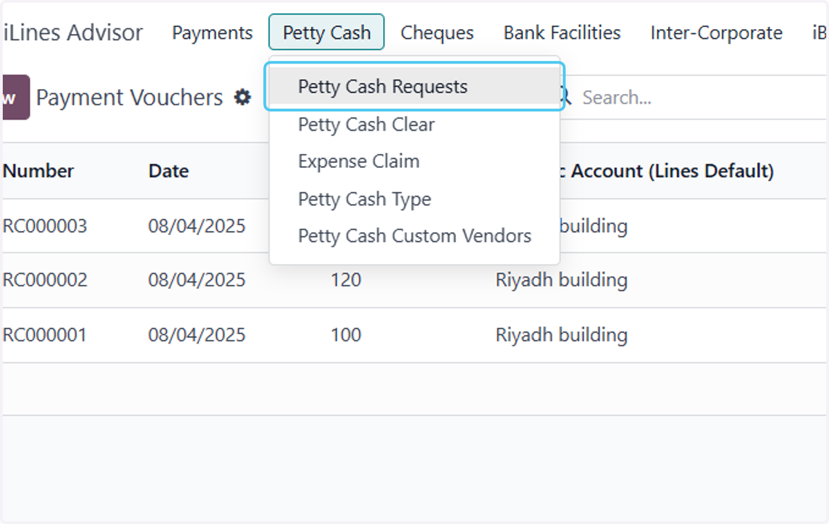 Click on Petty Cash Requests