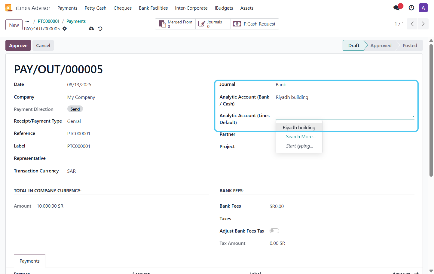 Write payment information