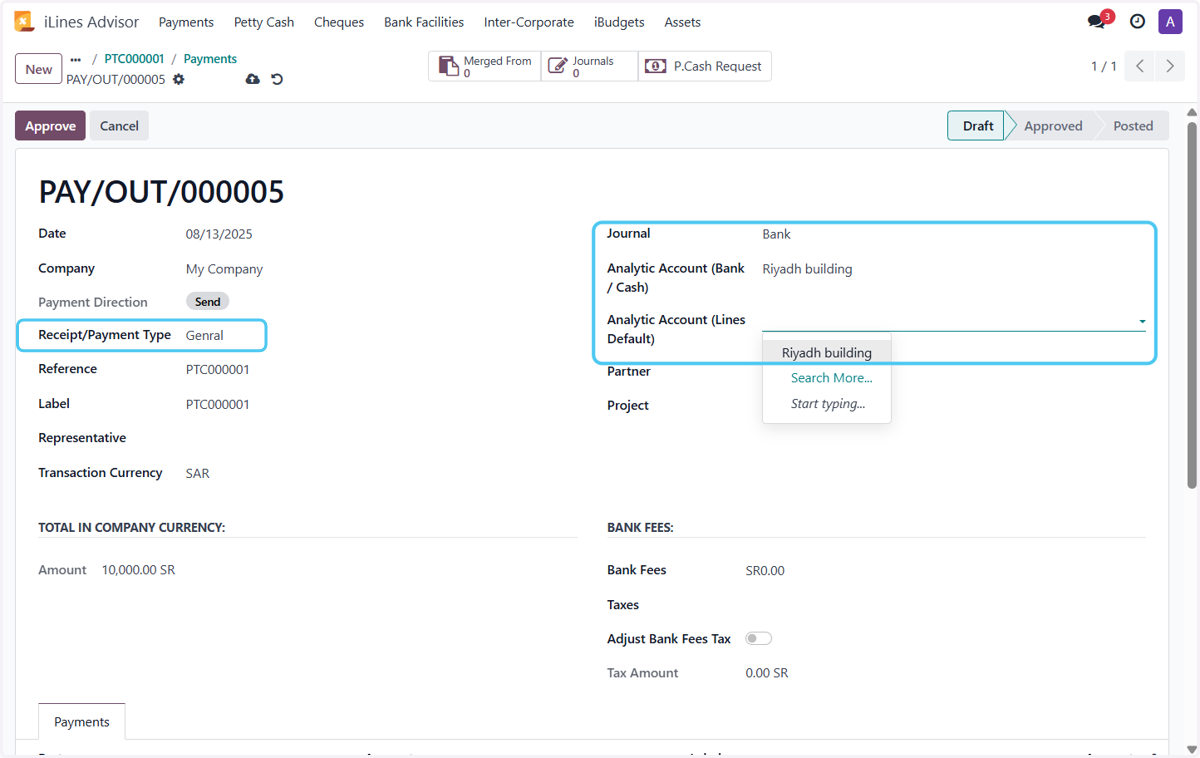 Write payment information