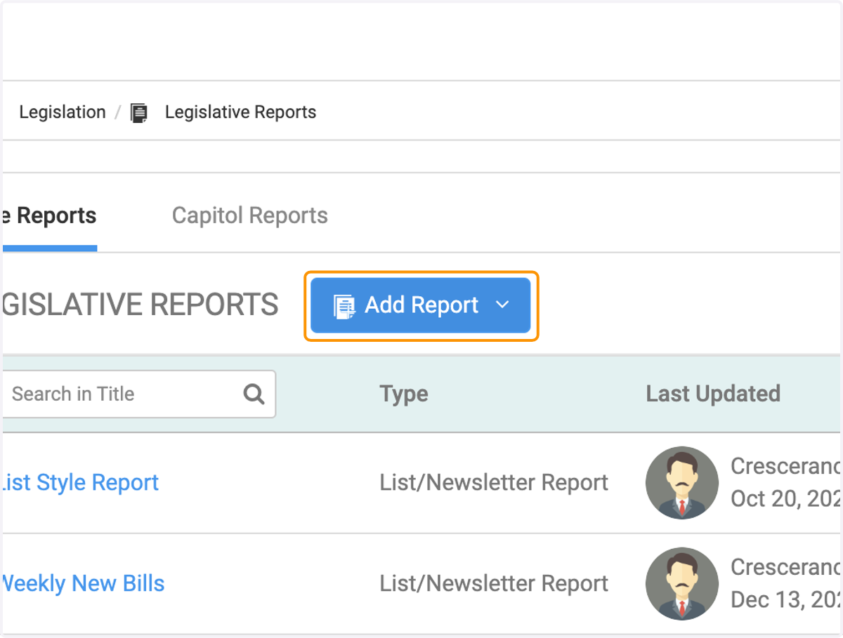 Click on Add Report