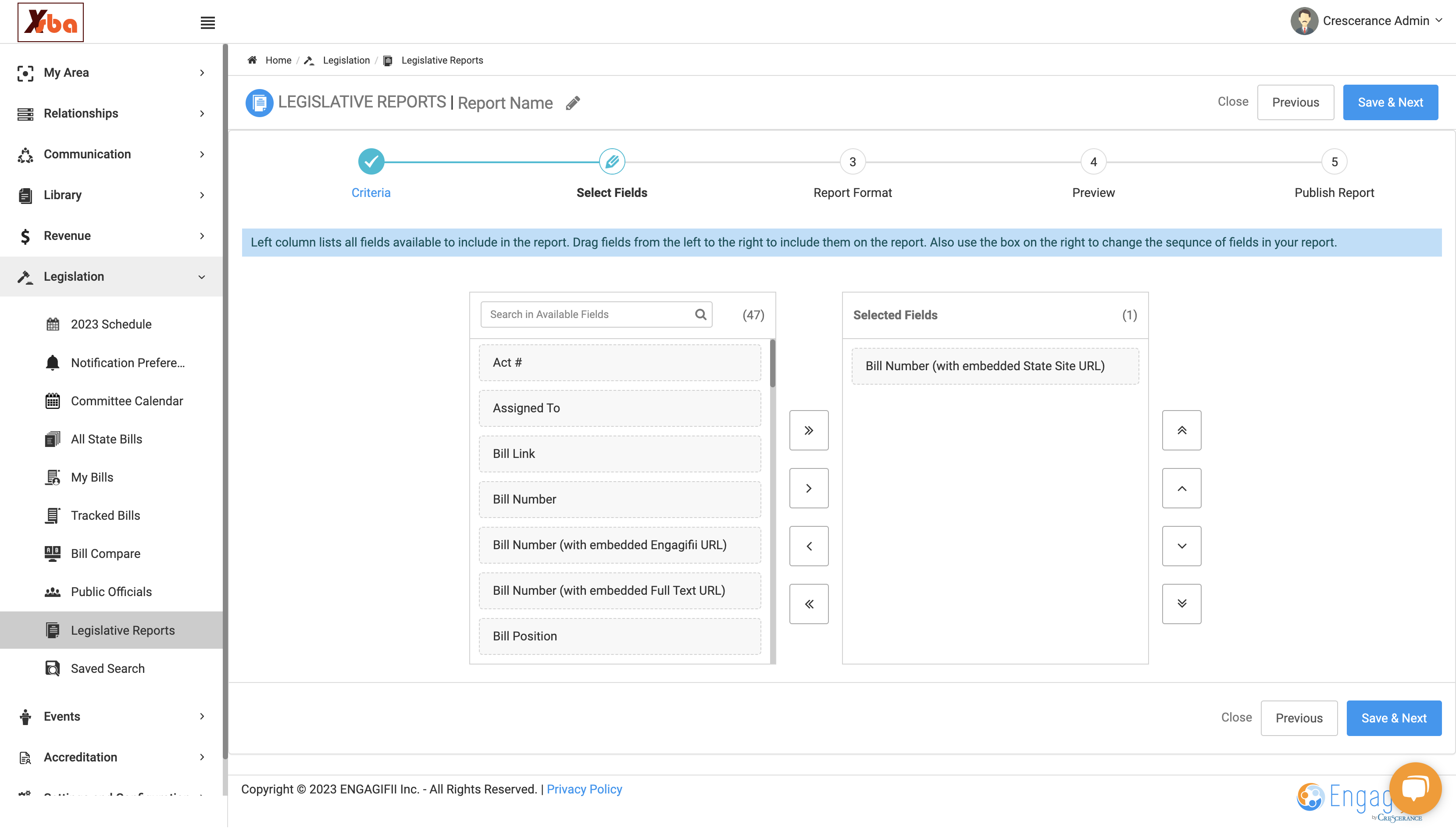 Click and Drag the fields you want into the right hand box labeled Selected Fields