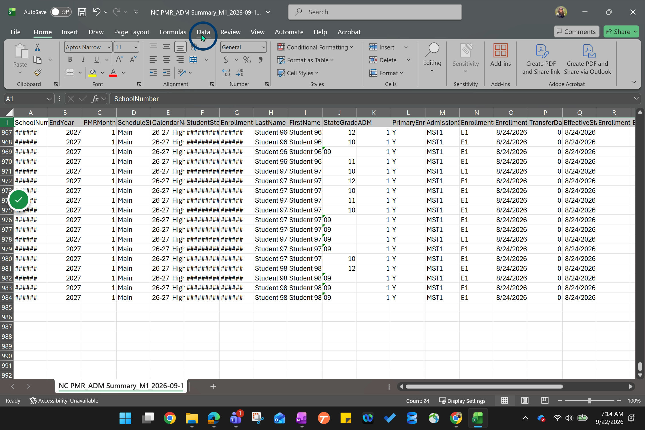 Select Data from the menu.