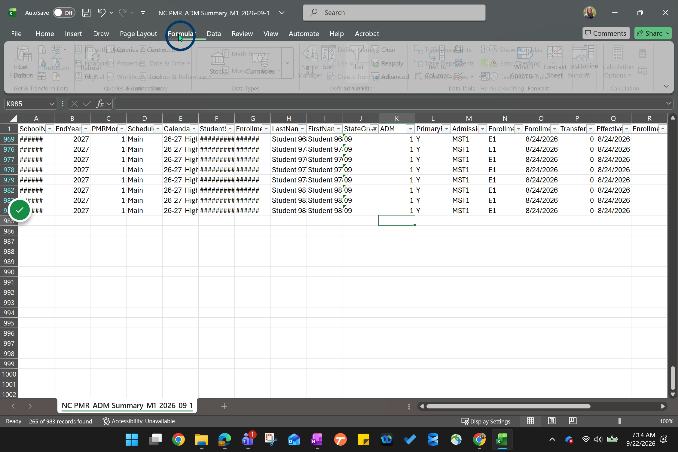 Select Formulas from the menu.