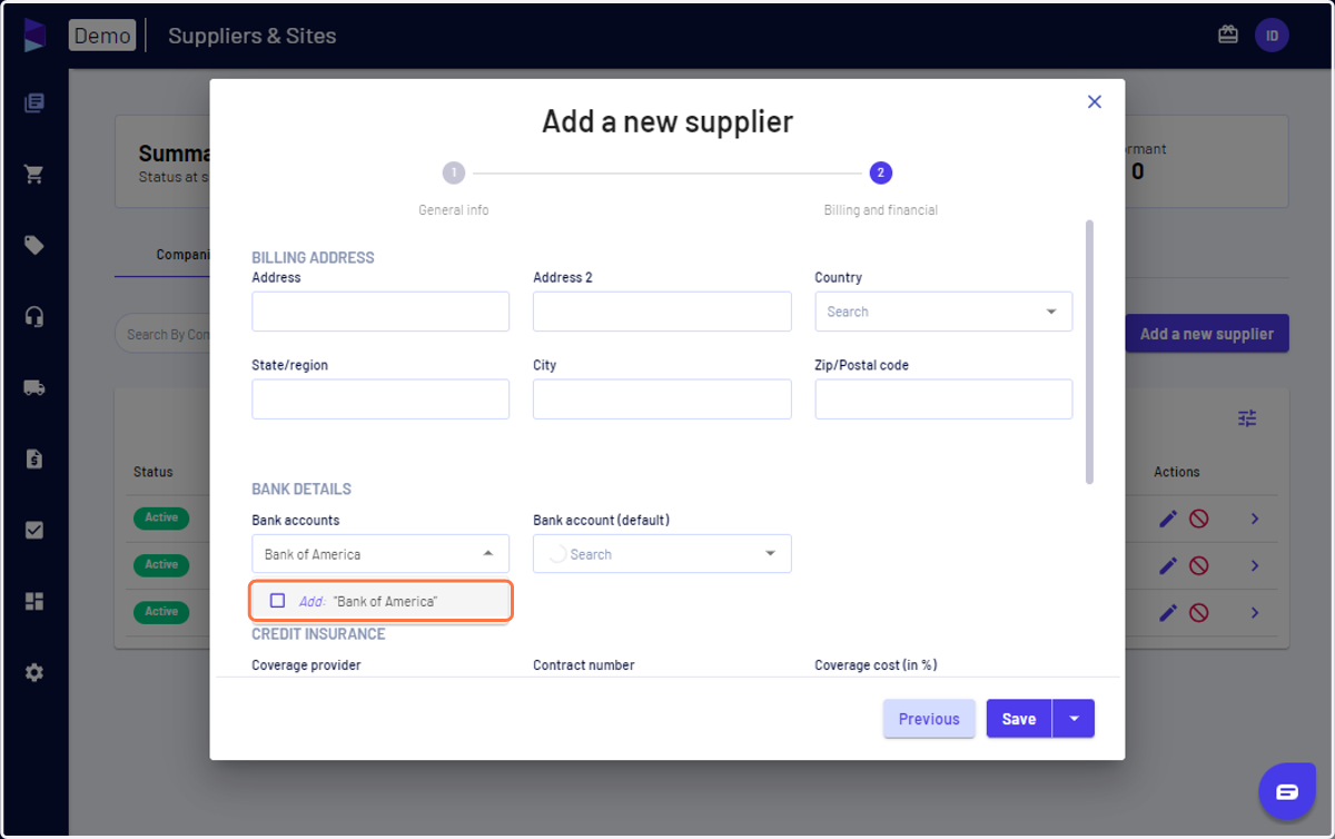 Type the name of the bank and click on 'Add'