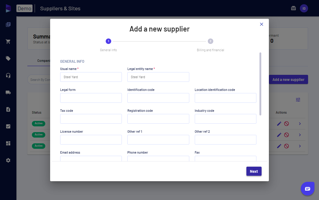Fill in the details and click 'Next'