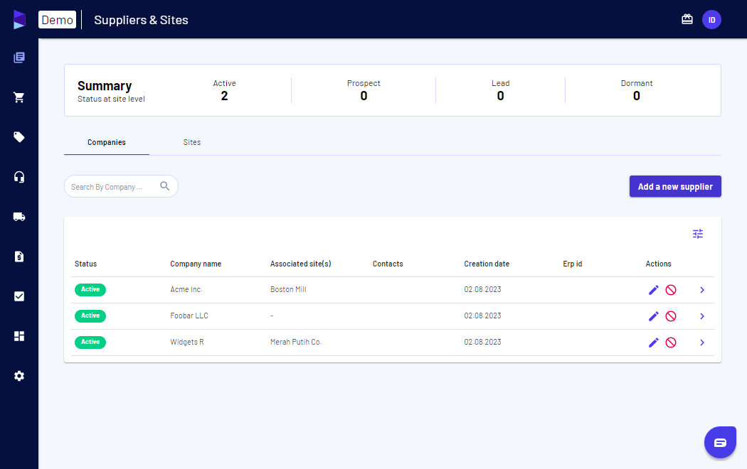 Click on 'Add a new supplier'. Alternatively, you can edit the existing one