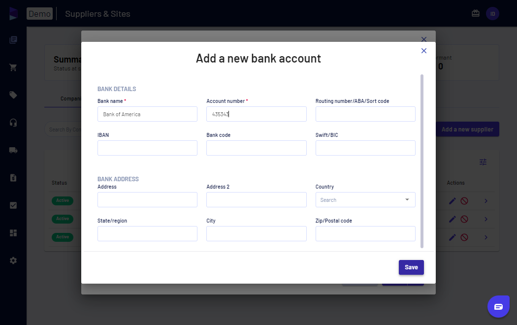 Fill in the account details and click on 'Save'