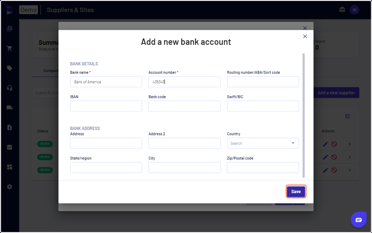 Fill in the account details and click on 'Save'
