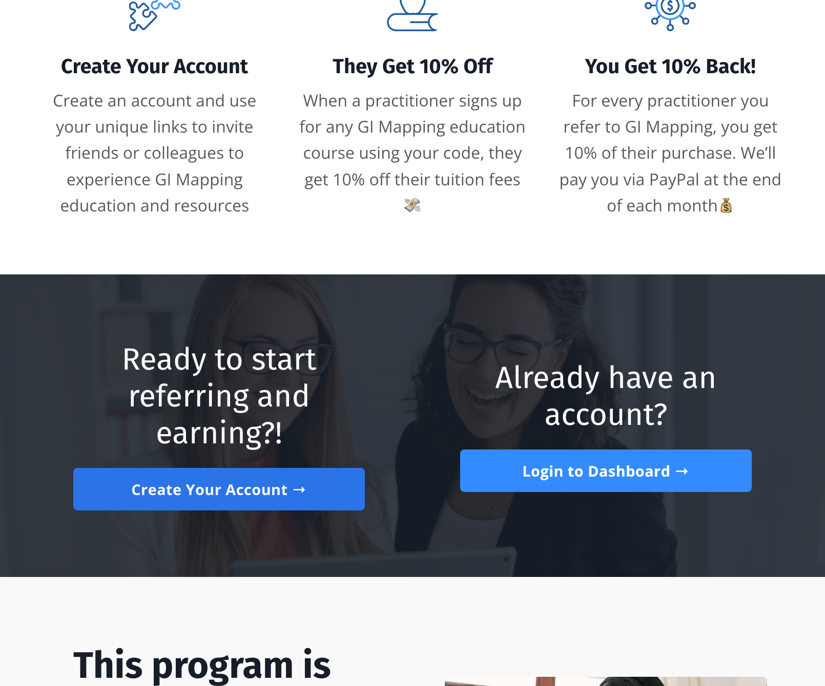 Click on the blue button labeled: Login to Dashboard