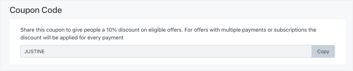 COUPON CODE. This is your unique code that will earn your referrals a 10% discount off their GI Mapping course registration and ensure you get a commission.