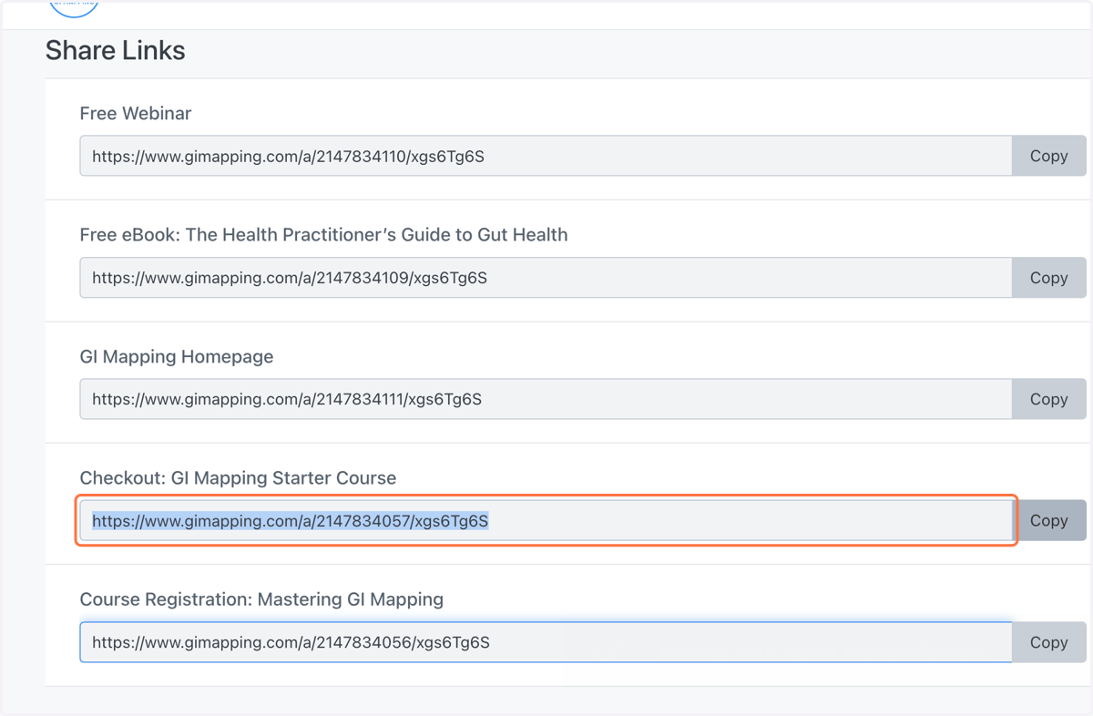 SHARE LINKS. On your dashboard, you will see all of your available unique referral links. Simply copy the one you need and share!
