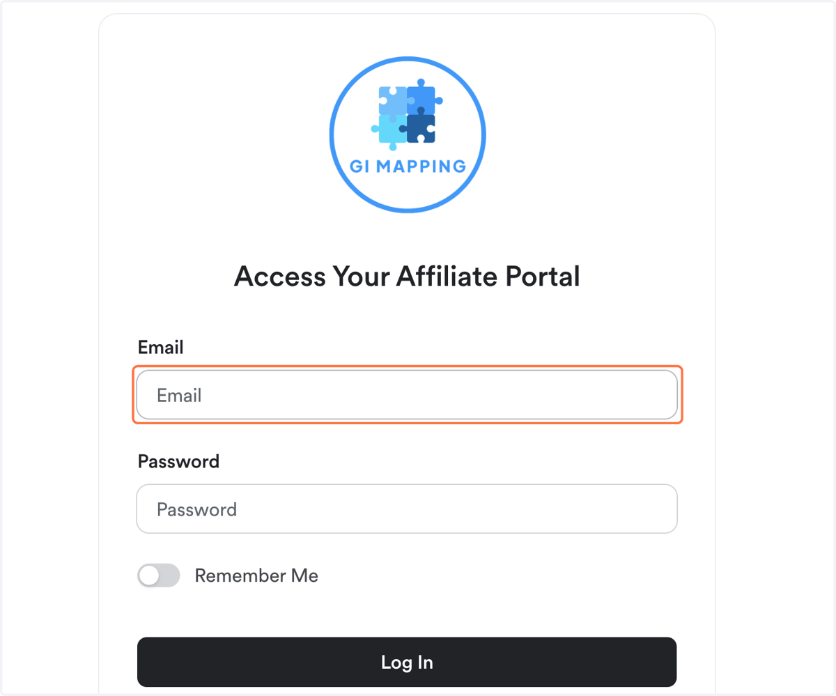 Enter the email and password you used when registering your Referral Partner account to login.