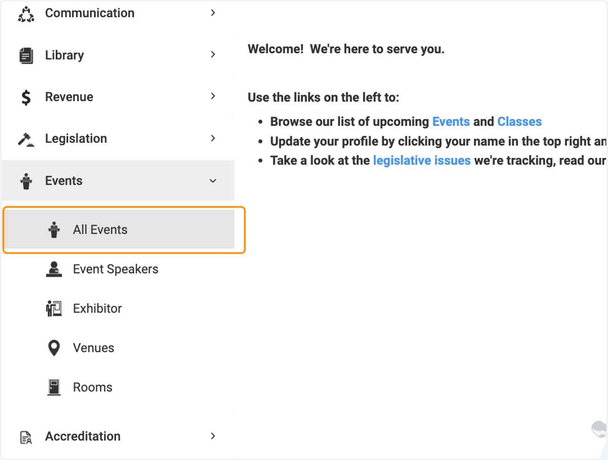 Click on All Events