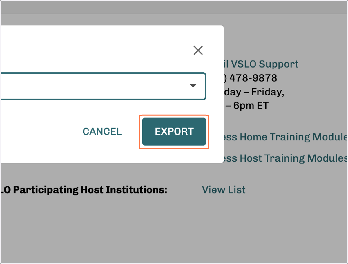 Click on EXPORT