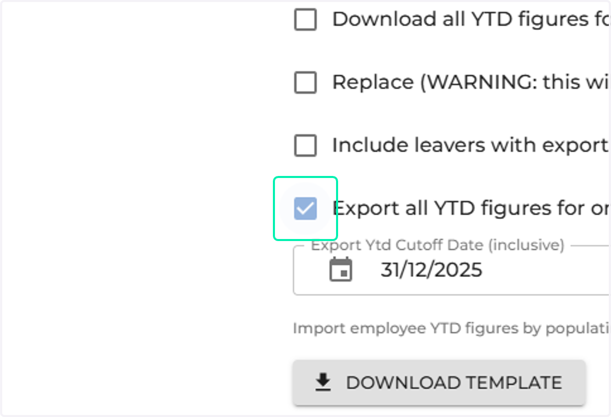 Check Export all YTD figures for organisation?