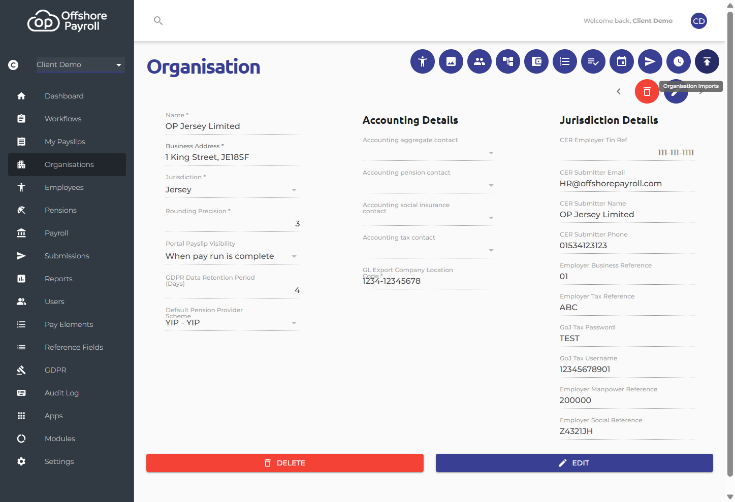 Click on Organisation Imports