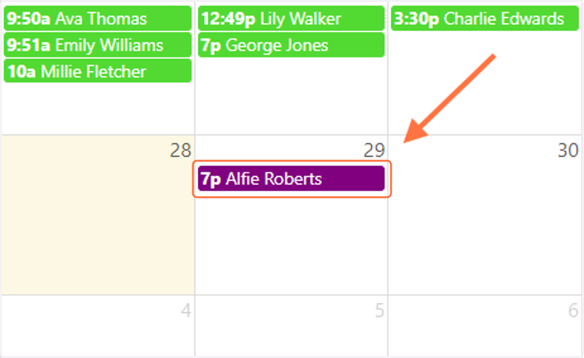 To convert a Video appointment to a Telephonic appointment, first click on the Video appointment from your calendar.