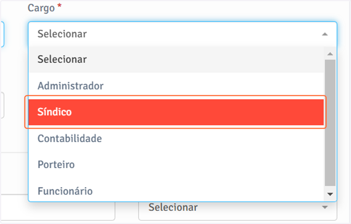 Selecione a função do colaborador no sistema.