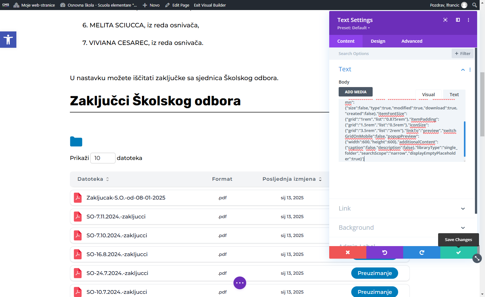 Spremiti izmjene u modulu