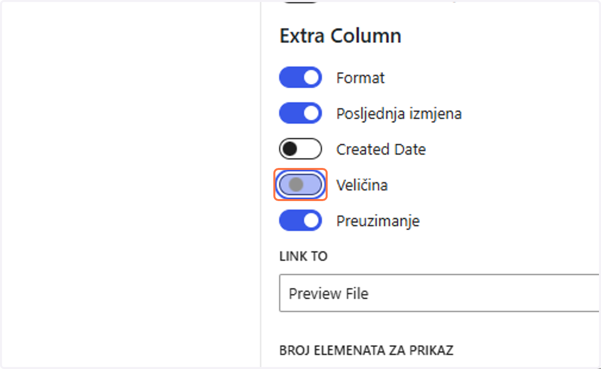 Odznačiti Veličina