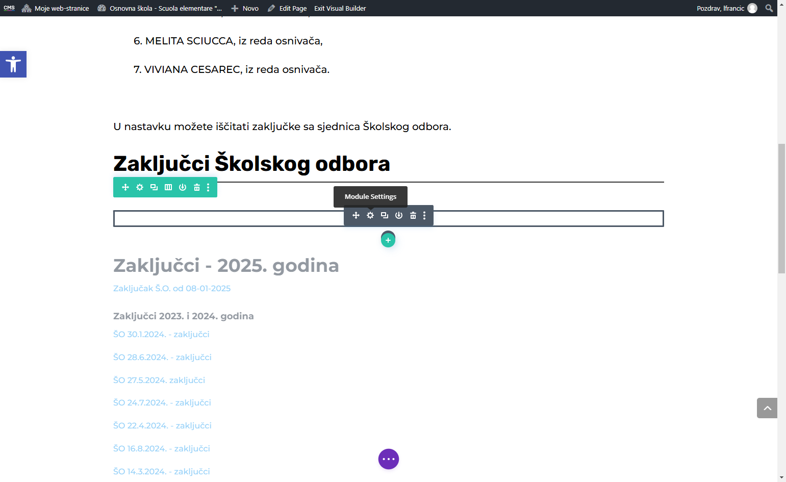 Otići na stranicu i pronaći Text module. Kliknuti na kotačić