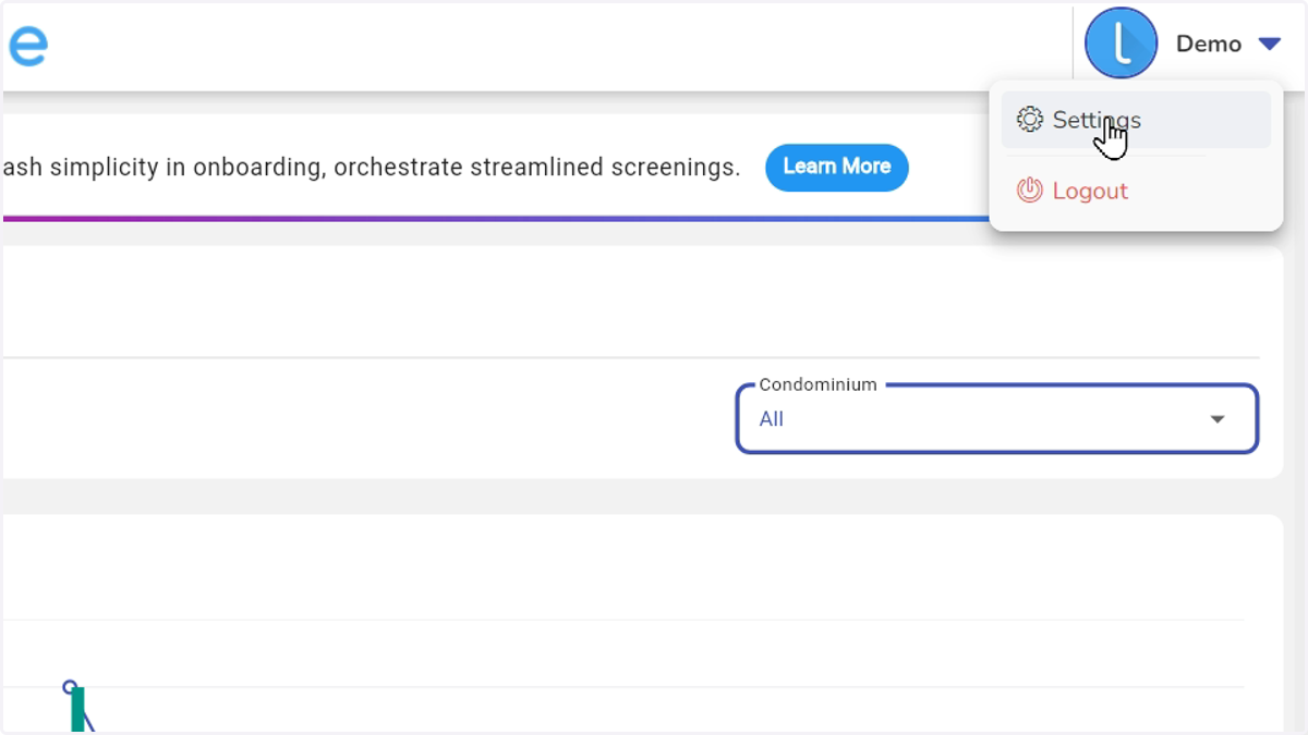 In the dropdown, click on settings