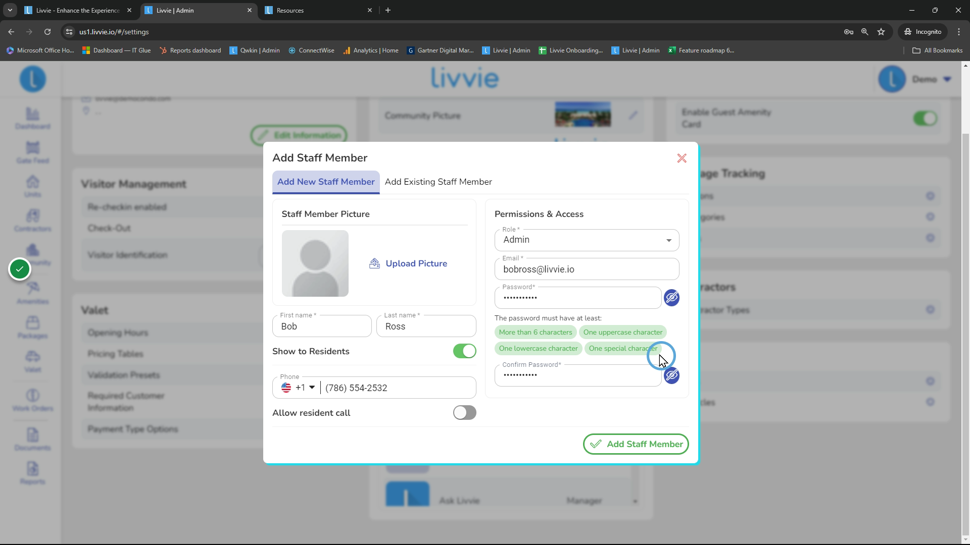 Create any email as a user name, and follow the rules for the password for security purposes.