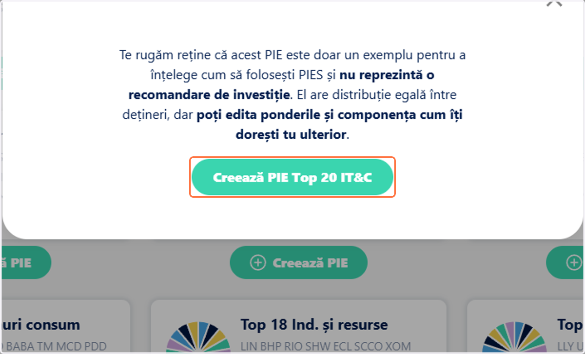 Click pe Creează PIE