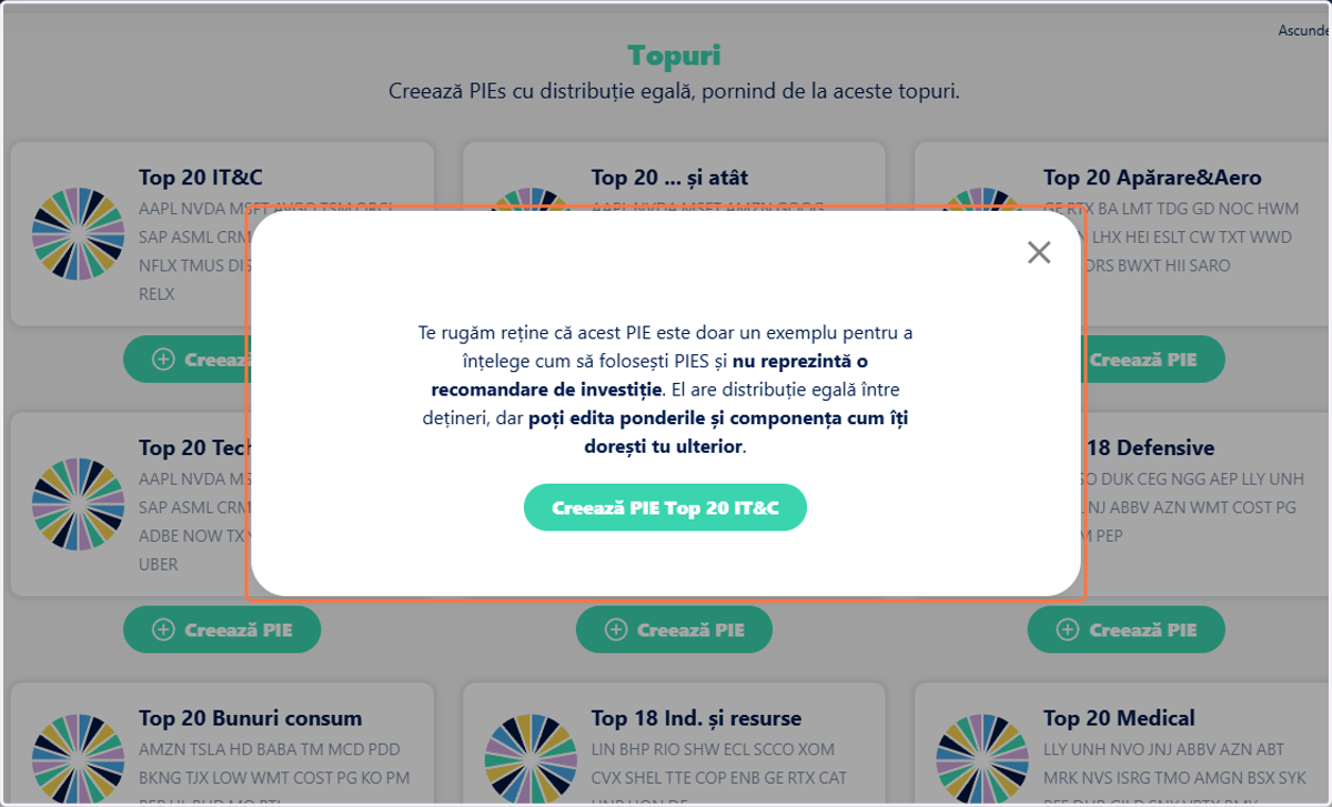 Un pop-up informativ se va deschide