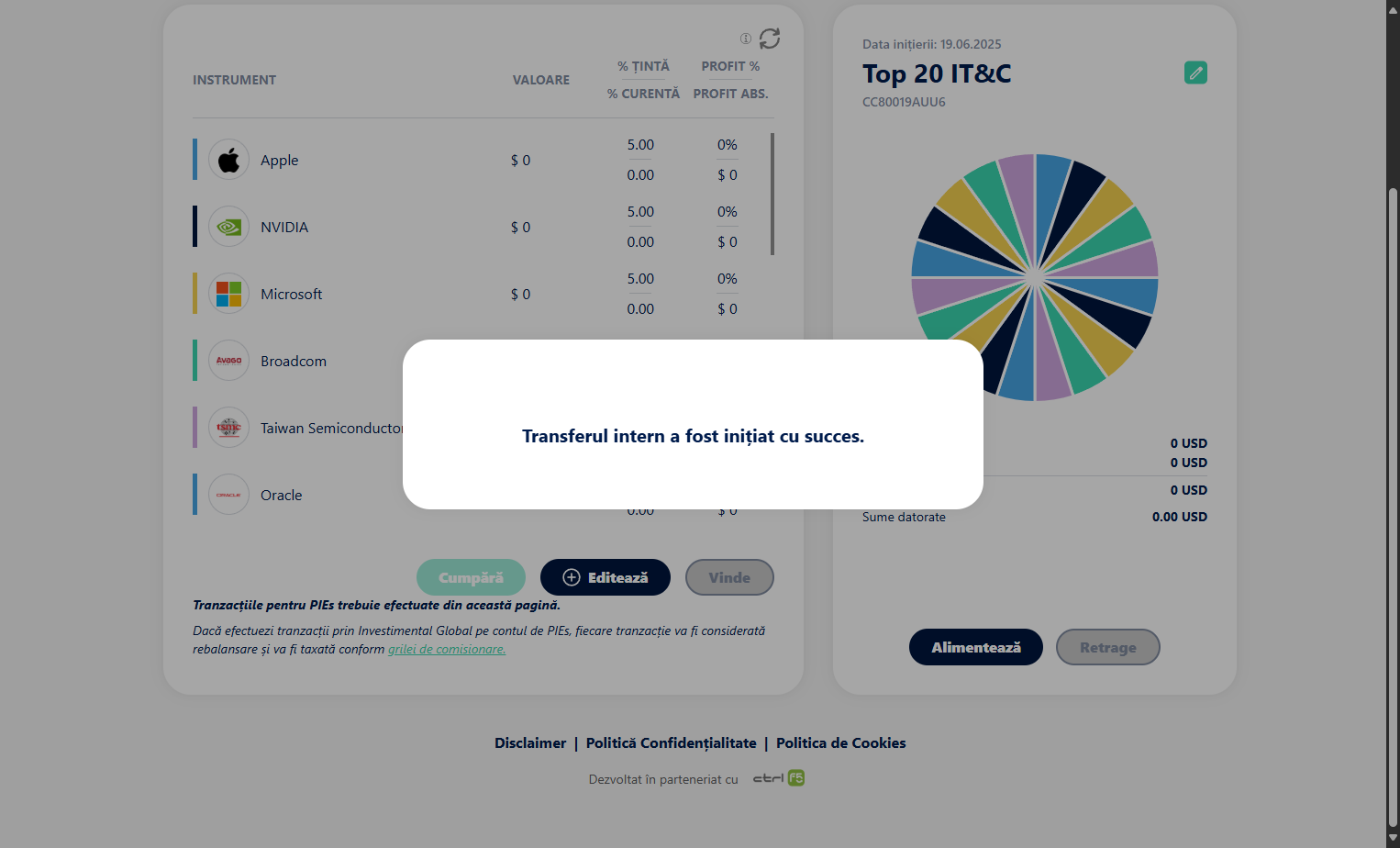 Un pop-up informativ se va deschide