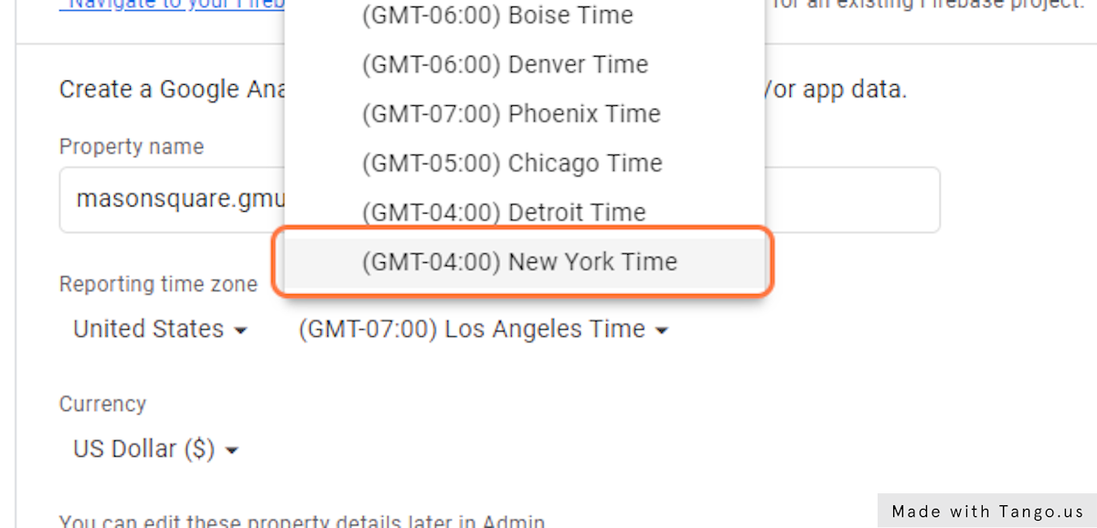 Change the "Reporting time zone" to "New York Time"