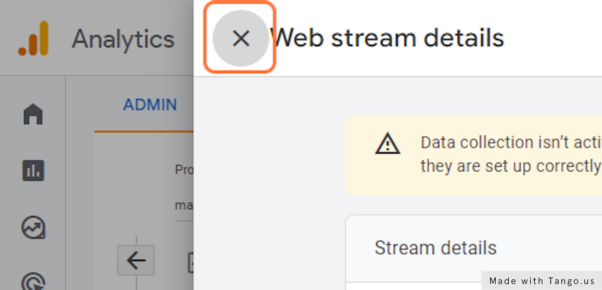 Close the "Web Stream Details" box