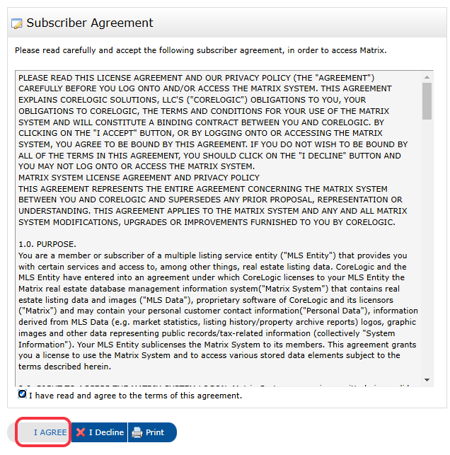 Click the Checkbox and then Accept Subscriber Agreement
