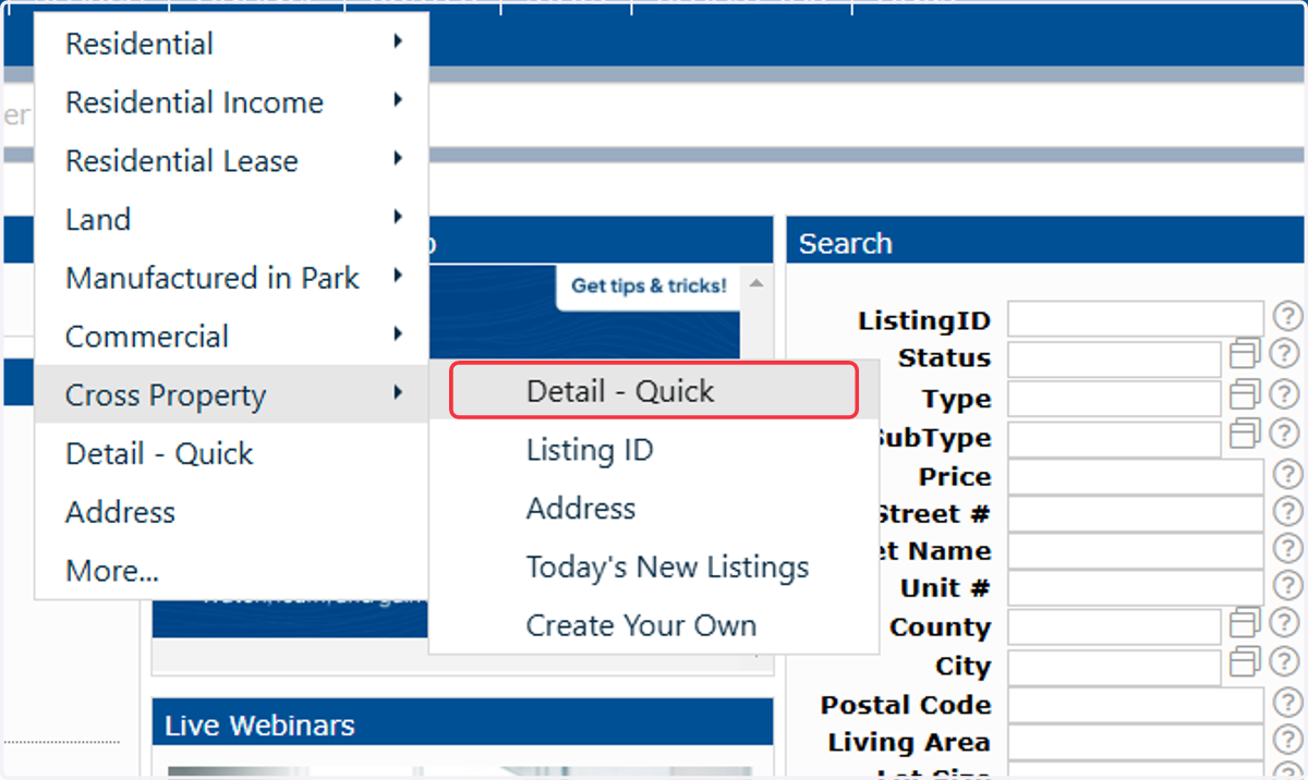 Click on Detail - Quick